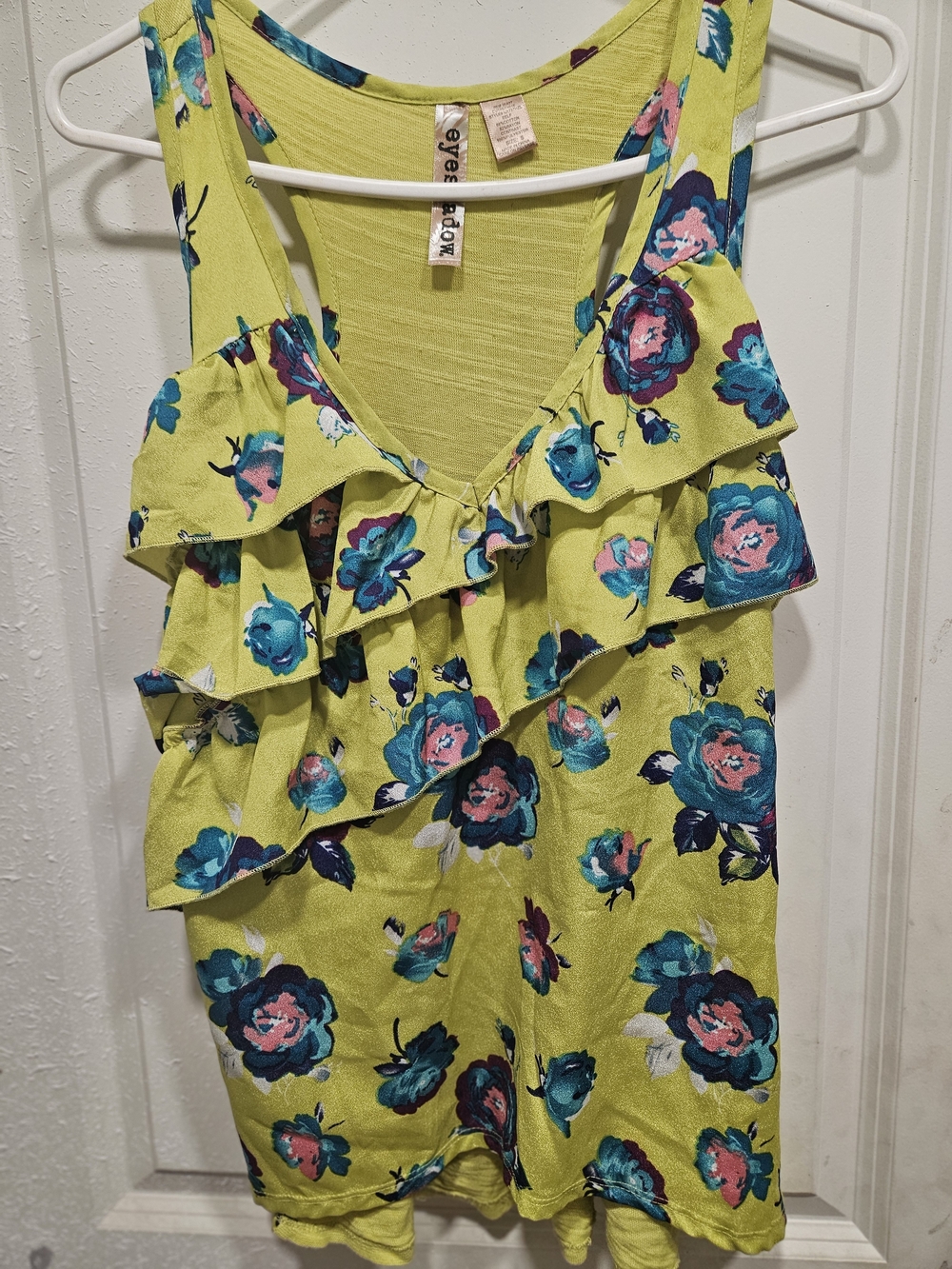 Eyeshadow Yellow Floral Ruffle Tank Top
